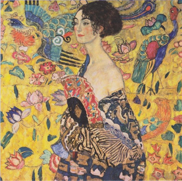 Gustave Klimt Ölgemälde - Frau mit Fächern