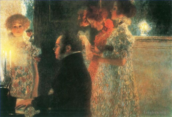 Gustave Klimt Ölgemälde - Schubert am Klavier I