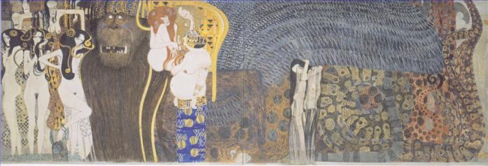 Gustave Klimt Ölgemälde - Der Beethoven-Fries Die feindlichen Mächte hinter der Wand