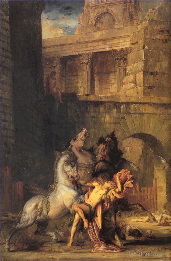 Gustave Moreau Ölgemälde - 6 Diomedes, von seinen Pferden verschlungen