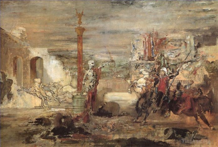 Gustave Moreau Ölgemälde - Der Tod bietet dem Gewinner des Turniers Kronen an