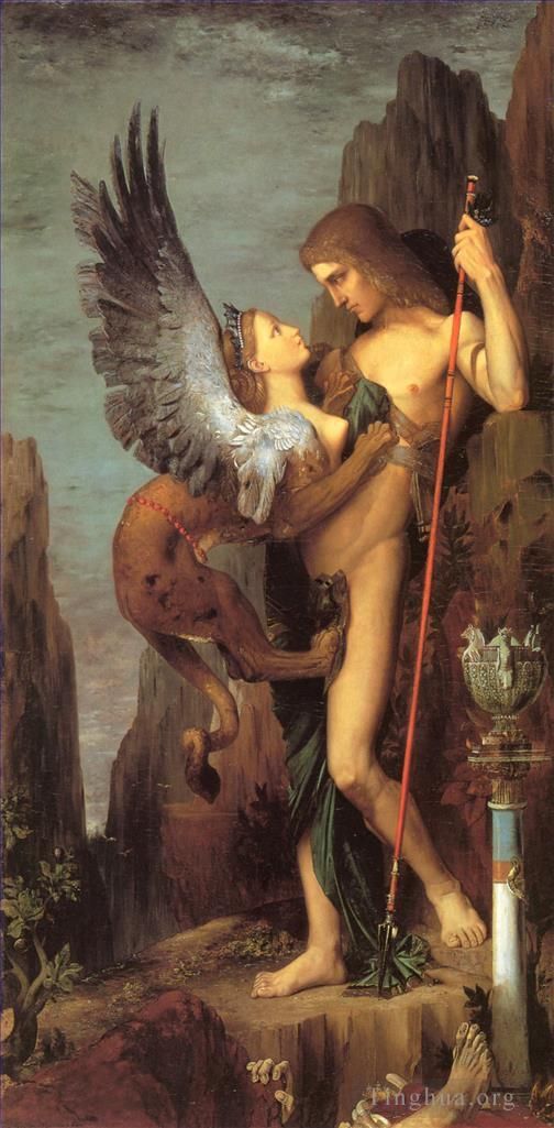 Gustave Moreau Ölgemälde - Ödipus und die Sphinx