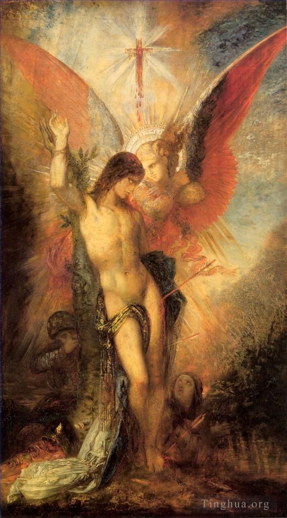 Gustave Moreau Ölgemälde - Der heilige Sebastian und der Engel