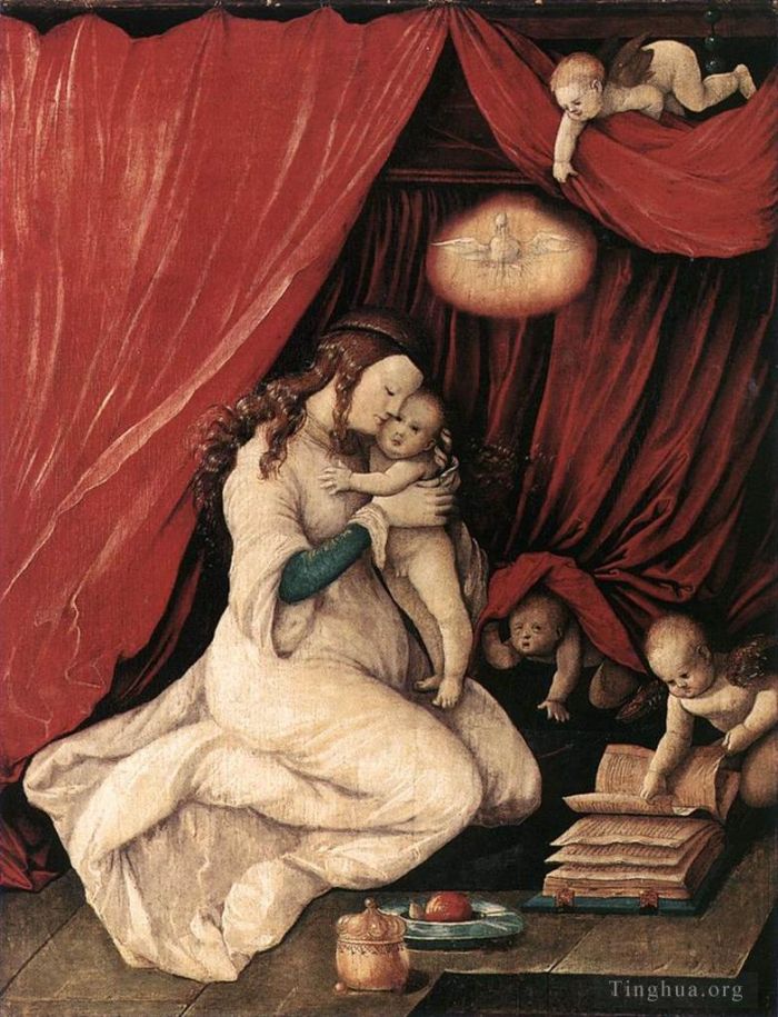 Hans Baldung Grien Ölgemälde - Jungfrau und Kind in einem Zimmer