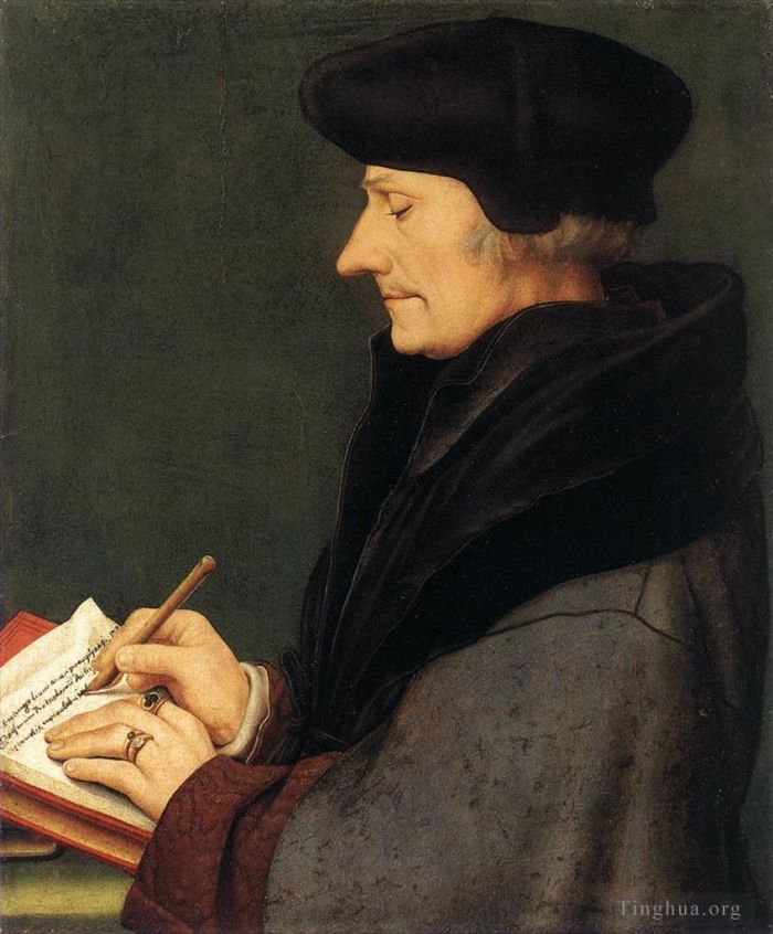 Hans Holbein the Younger Ölgemälde - Porträt des schreibenden Erasmus von Rotterdam