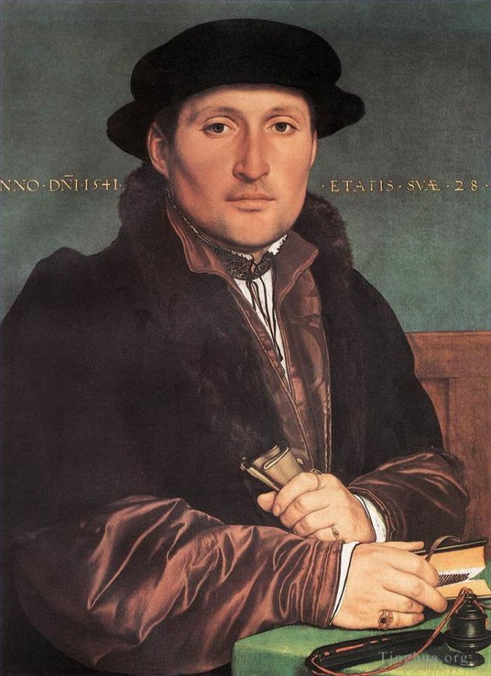 Hans Holbein the Younger Ölgemälde - Unbekannter junger Mann an seinem Schreibtisch