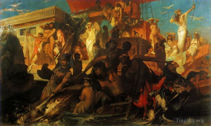 Hans Makart Ölgemälde - Die Niljagd der Kleopatra