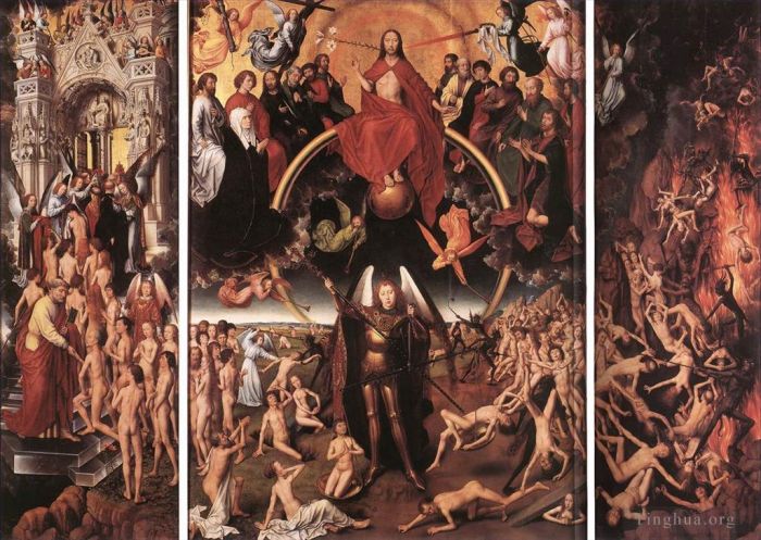 Hans Memling Ölgemälde - Jüngstes Gericht Triptychon geöffnet 1467
