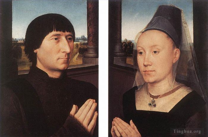 Hans Memling Ölgemälde - Porträts von Willem Moreel und seiner Frau 1482
