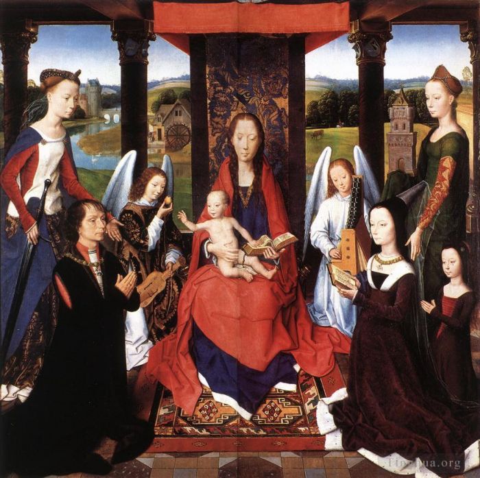 Hans Memling Ölgemälde - Das Donne Triptychon 1475detail2zentrale Tafel