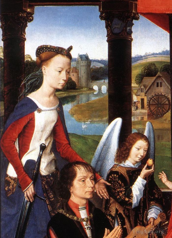 Hans Memling Ölgemälde - Das Donne Triptychon 1475Detail3Mitteltafel