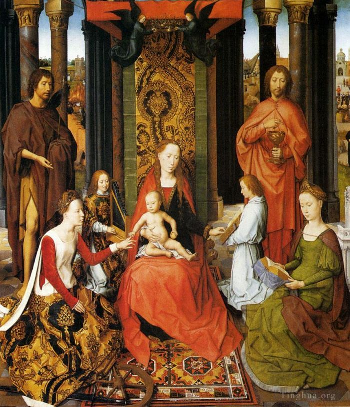 Hans Memling Ölgemälde - Die mystische Hochzeit der Heiligen Katharina von Alexandria
