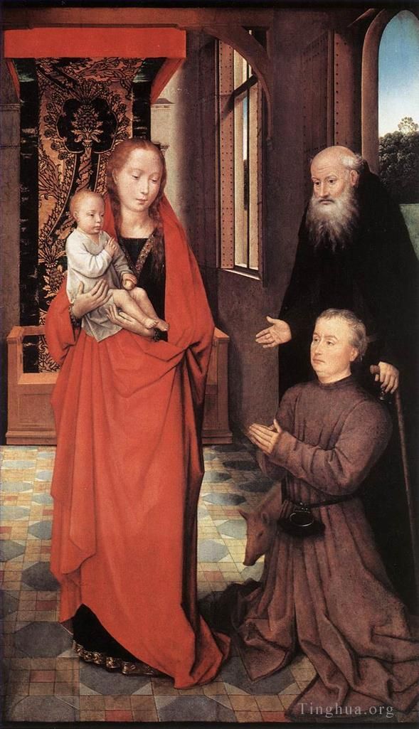 Hans Memling Ölgemälde - Jungfrau und Kind mit dem heiligen Abt Antonius und einem Stifter 1472