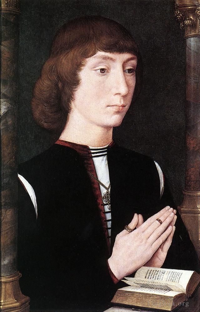 Hans Memling Ölgemälde - Junger Mann beim Gebet 1475