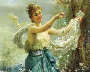 Girl playing flowers