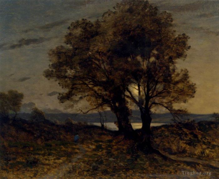 Henri-Joseph Harpignies Ölgemälde - Paysage Au Clair De Lune