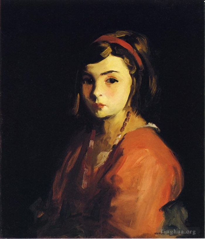 Robert Henri Ölgemälde - Kleines Mädchen in Rot