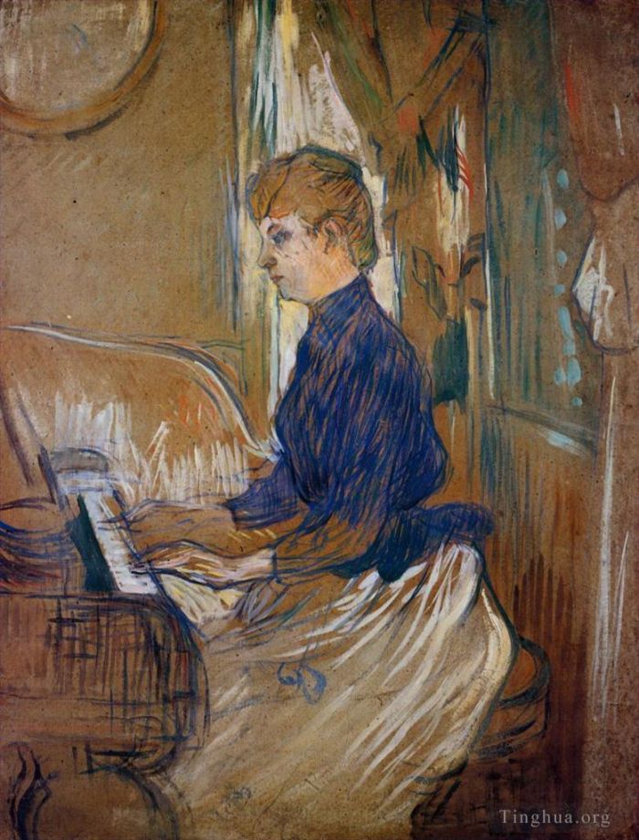 Henri de Toulouse-Lautrec Andere Malerei - Am Klavier Madame Juliette Pascal im Salon des Chateau de Malrome 1896
