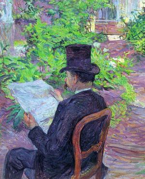 Henri de Toulouse-Lautrec Werk - Desire Dehau liest im Garten eine Zeitung, 1890
