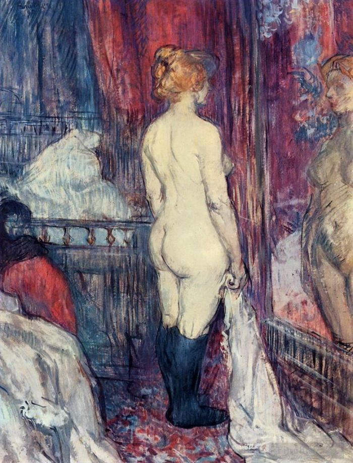Henri de Toulouse-Lautrec Andere Malerei - Akt vor einem Spiegel stehend, 1897
