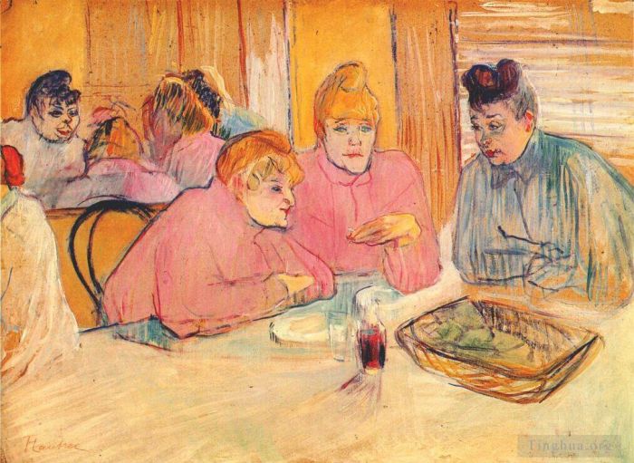 Henri de Toulouse-Lautrec Andere Malerei - Prostituierte um einen Esstisch