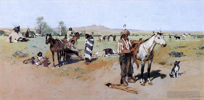 Henry Farny Ölgemälde - Indianerlager2