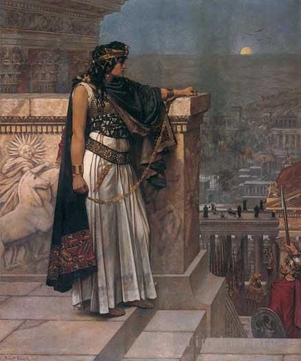 Herbert Gustave Schmalz Ölgemälde - Königin Zenobias letzter Blick auf Palmyra