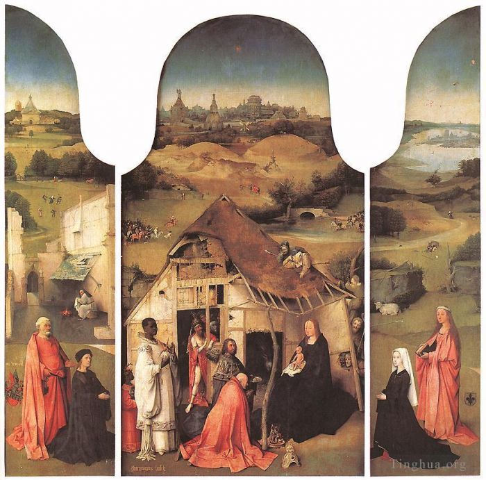 Hieronymus Bosch Ölgemälde - Anbetung des Magimoralen