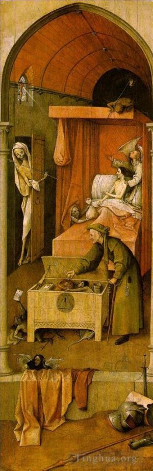 Hieronymus Bosch Werk - Der Tod und die Geizhalsmoral