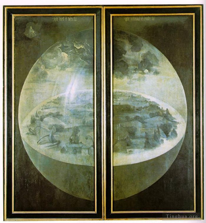 Hieronymus Bosch Ölgemälde - Garten der irdischen Freuden Außenflügel der Triptychon-Moral