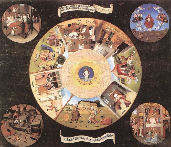 Hieronymus Bosch Ölgemälde - Die Moral der sieben Todsünden
