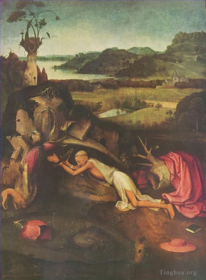 Hieronymus Bosch Ölgemälde - Der heilige Hieronymus betet 1500