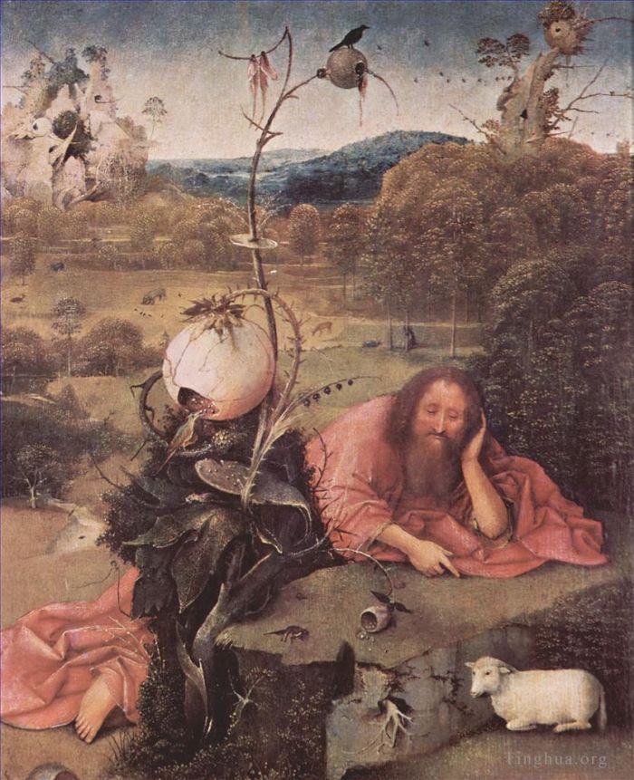 Hieronymus Bosch Ölgemälde - Johannes der Täufer in Meditation 1499