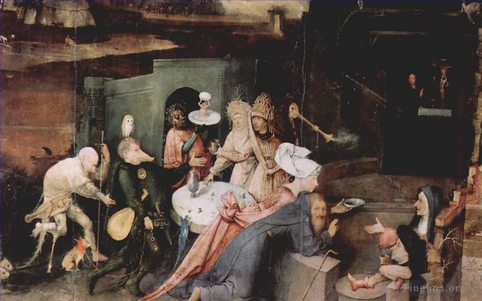 Hieronymus Bosch Ölgemälde - Die Versuchung des heiligen Antonius 1514