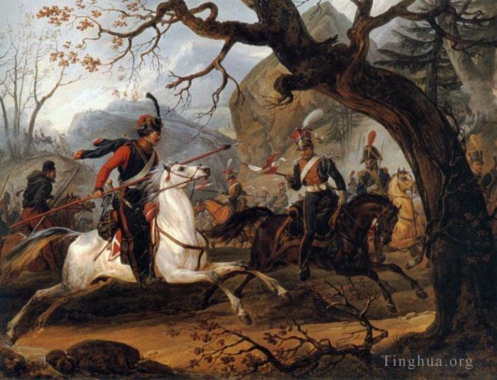 Horace Vernet Ölgemälde - Napoleonische Schlacht in den Alpen
