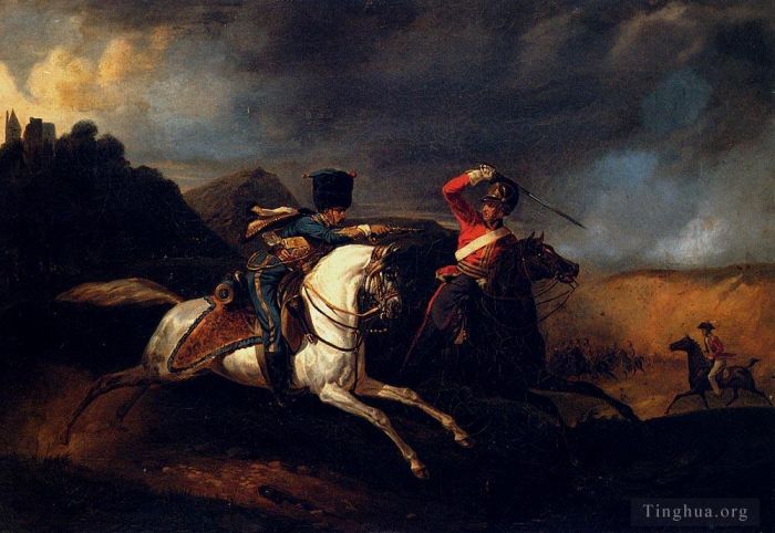Horace Vernet Ölgemälde - Zwei Soldaten zu Pferd