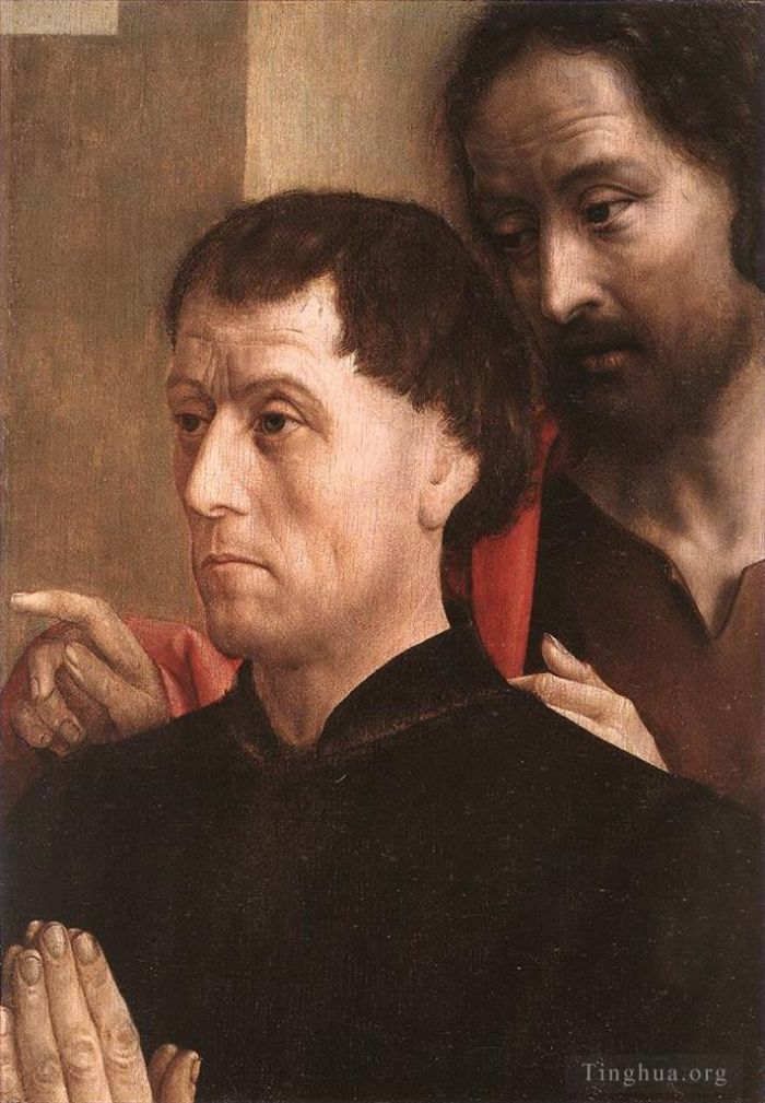 Hugo van der Goes Ölgemälde - Porträt eines Stifters mit Johannes dem Täufer