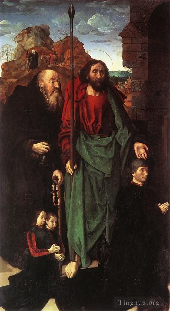 Hugo van der Goes Ölgemälde - Die Heiligen Antonius und Thomas mit Tommaso Portinari