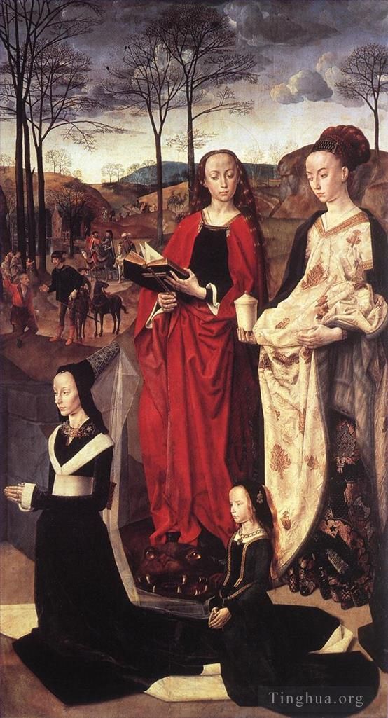 Hugo van der Goes Ölgemälde - Die Heiligen Margarete und Maria Magdalena mit Maria Portinari