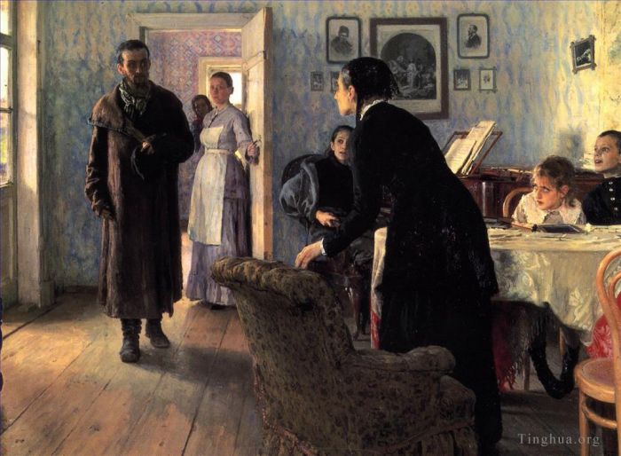 Ilya Repin Ölgemälde - Unerwartete Besucher Russischer Realismus