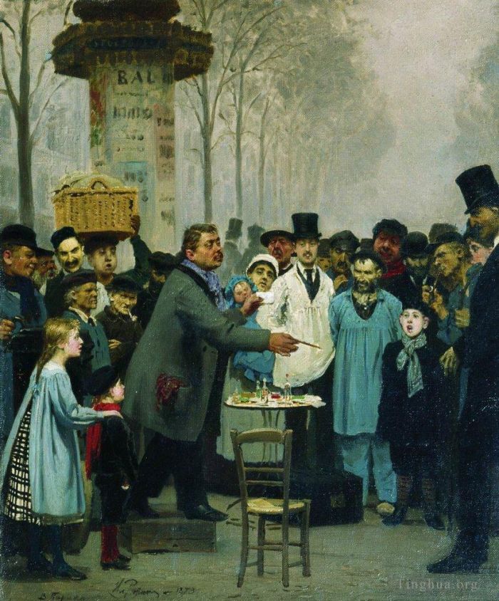 Ilya Repin Ölgemälde - Ein Zeitungsverkäufer in Paris 1873