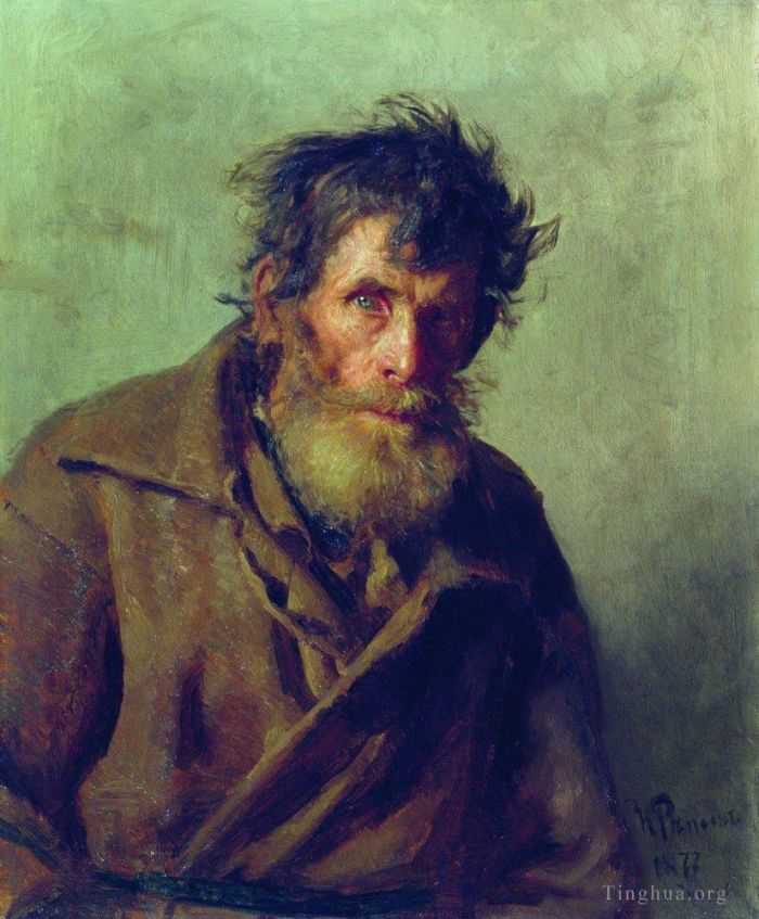 Ilya Repin Ölgemälde - Ein schüchterner Bauer 1877