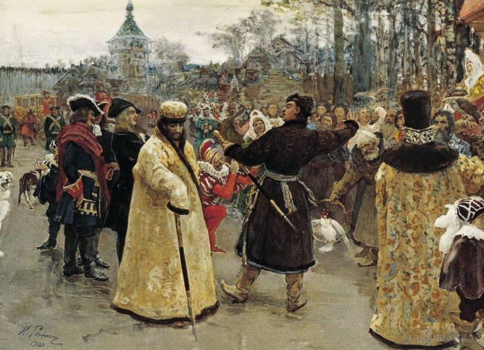 Ilya Repin Ölgemälde - Ankunft der Zaren Piotr und Ioann 1900
