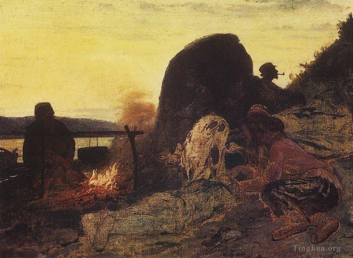 Ilya Repin Ölgemälde - Lastkahntransporter beim Brand 1872