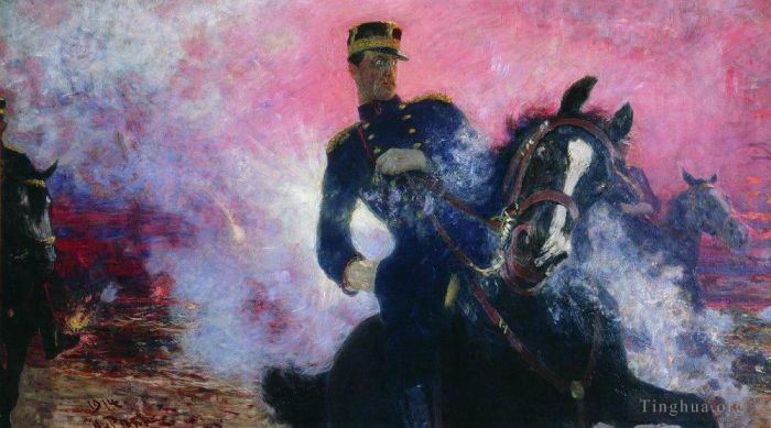 Ilya Repin Ölgemälde - Der belgische König Albert zum Zeitpunkt der Explosion des Staudamms im Jahr 1911–14