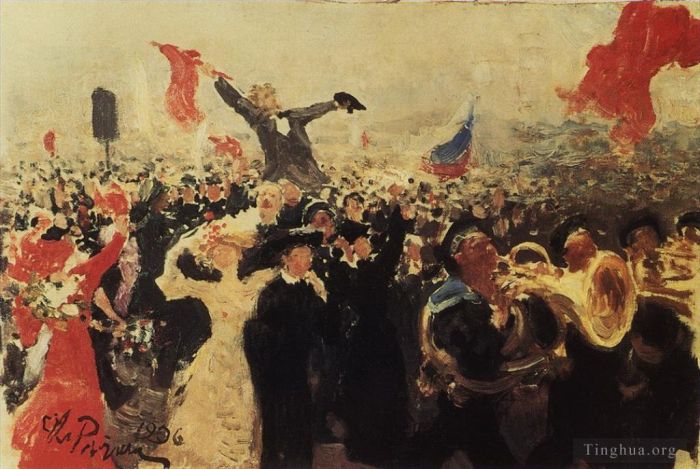 Ilya Repin Ölgemälde - Demonstration im Oktober 1190, Skizze 1906