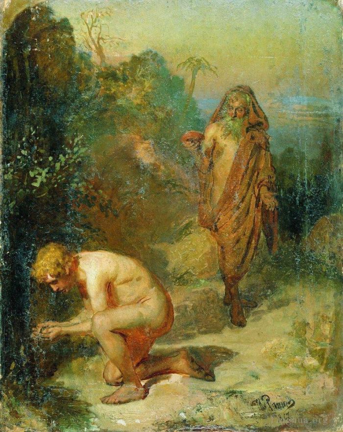 Ilya Repin Ölgemälde - Diogenes und der Junge 1867