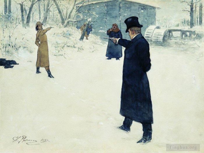 Ilya Repin Ölgemälde - Duell zwischen Onegin und Lenski 1899