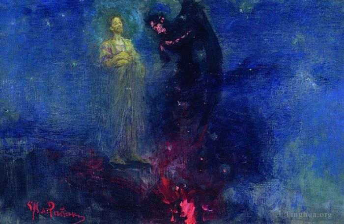 Ilya Repin Ölgemälde - Geh weg von mir, Satan