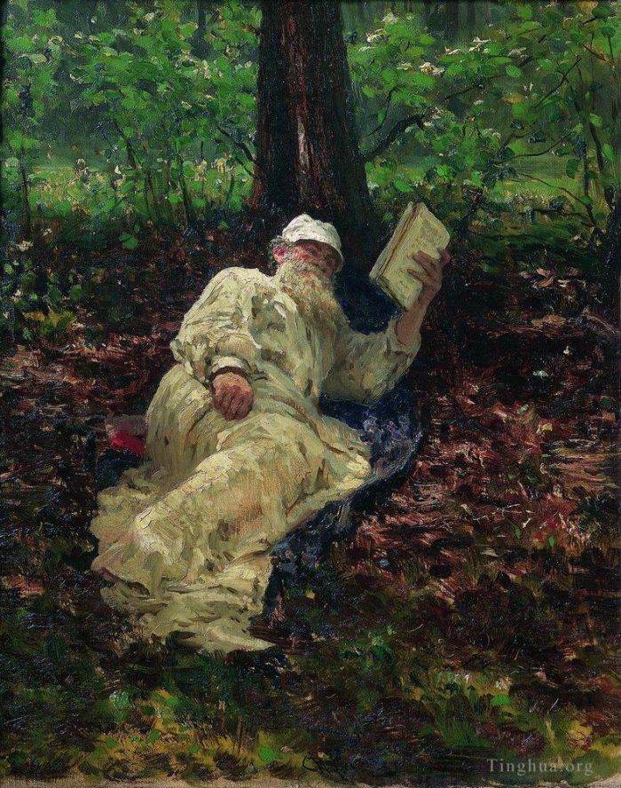 Ilya Repin Ölgemälde - Leo Tolstoi im Wald 1891